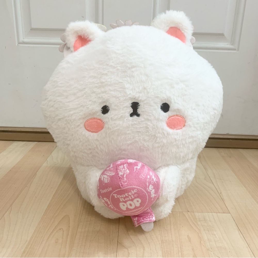 Weighted Plush White Pink Bunny Plush Tootsie Roll Big Head 14” Tall Soft Rare